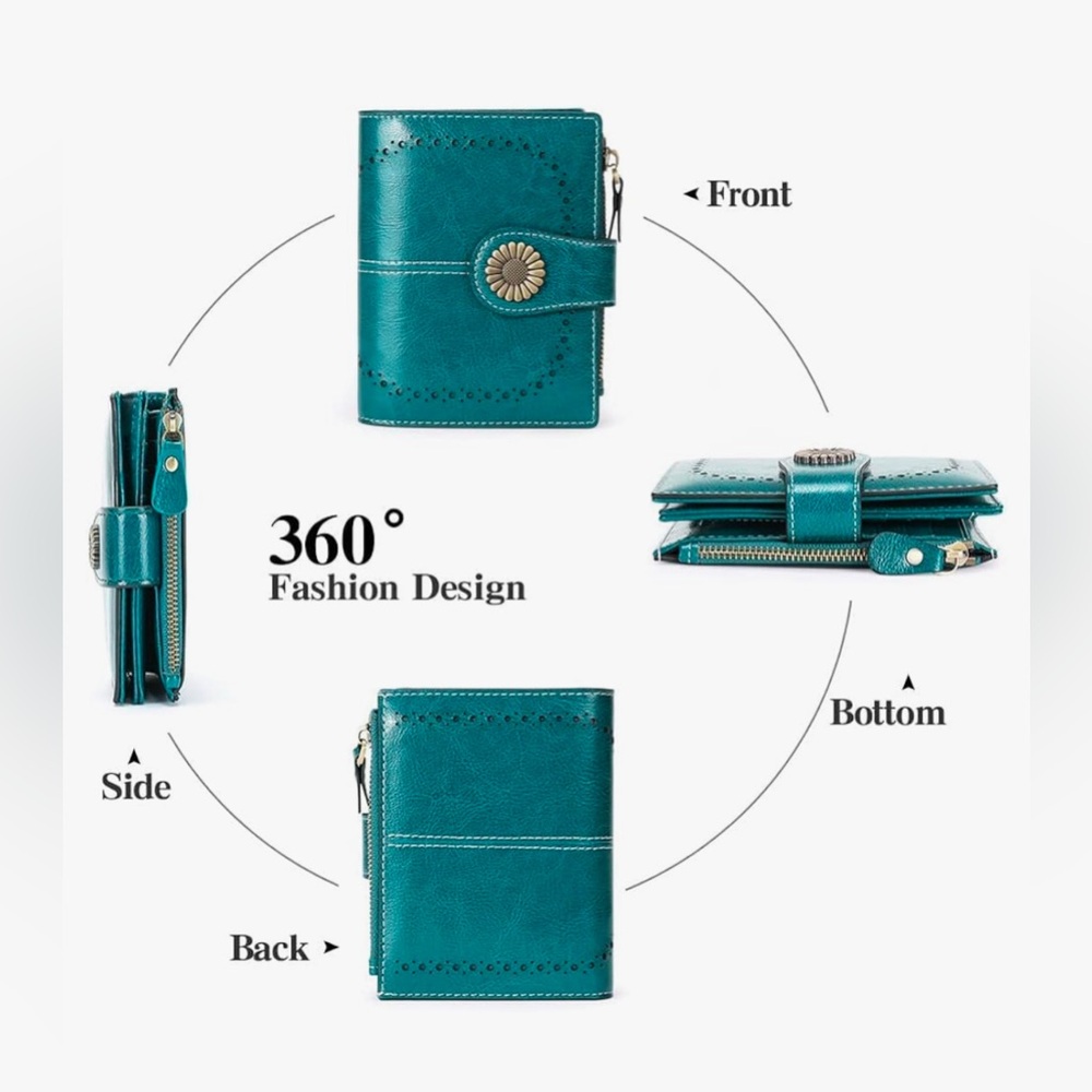 SENDEFN Small Womens Wallet Leather Bifold Card Holder RFID Blocking